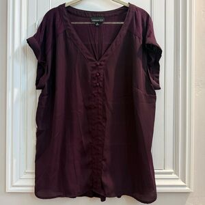 Fortune + Ivy Eggplant Purple Short Sleeve Blouse - Size XL